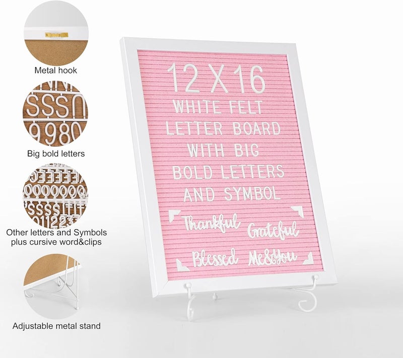 G GAMIT Felt Letter Board White Frame - 12x16 Baby Announcement Sign &Message Board Board with Big letters&Stand - Image 2